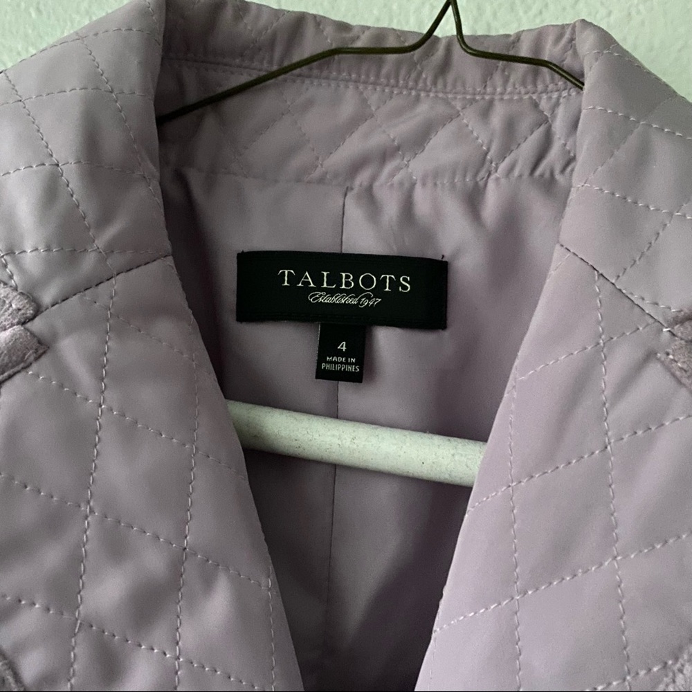 052. Talbots Lavender Quilted Button Jacket - image 8